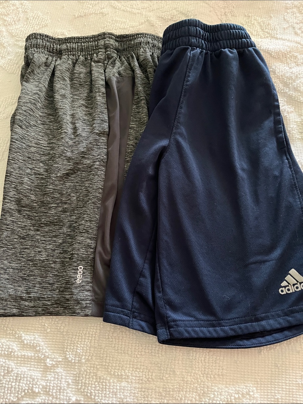 adidas Navy and Gray Heather Kids Athletic Shorts Duo
